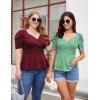 imageGRACE KARIN 2025 Womens Tops Elegant Peplum Top Wrap V Neck Puff Short Sleeve Summer Tops BlouseWine Red