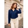 imageGRACE KARIN Womens Button Down Shirt Long Sleeve Classic Collared Work Business Casual Chiffon Blouses TopsNavy Blue