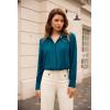 imageGRACE KARIN Womens Button Down Shirt Long Sleeve Classic Collared Work Business Casual Chiffon Blouses TopsPeacock Blue