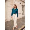 imageGRACE KARIN Womens Button Down Shirt Long Sleeve Classic Collared Work Business Casual Chiffon Blouses TopsPeacock Blue
