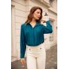 imageGRACE KARIN Womens Button Down Shirt Long Sleeve Classic Collared Work Business Casual Chiffon Blouses TopsPeacock Blue