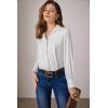 imageGRACE KARIN Womens Button Down Shirt Long Sleeve Classic Collared Work Business Casual Chiffon Blouses TopsWhite