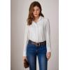 imageGRACE KARIN Womens Button Down Shirt Long Sleeve Classic Collared Work Business Casual Chiffon Blouses TopsWhite