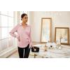 imageGRACE KARIN Womens Satin Silk Blouses Wrap V Neck Shirts Long Sleeve Elegant Tie Waist Office Formal Work Tunic PulloverTopsLight Pink