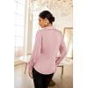 imageGRACE KARIN Womens Satin Silk Blouses Wrap V Neck Shirts Long Sleeve Elegant Tie Waist Office Formal Work Tunic PulloverTopsLight Pink