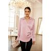 imageGRACE KARIN Womens Satin Silk Blouses Wrap V Neck Shirts Long Sleeve Elegant Tie Waist Office Formal Work Tunic PulloverTopsLight Pink