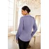 imageGRACE KARIN Womens Satin Silk Blouses Wrap V Neck Shirts Long Sleeve Elegant Tie Waist Office Formal Work Tunic PulloverTopsPurple