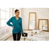imageGRACE KARIN Womens Satin Silk Blouses Wrap V Neck Shirts Long Sleeve Elegant Tie Waist Office Formal Work Tunic PulloverTopsTeal