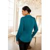 imageGRACE KARIN Womens Satin Silk Blouses Wrap V Neck Shirts Long Sleeve Elegant Tie Waist Office Formal Work Tunic PulloverTopsTeal