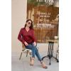 imageGRACE KARIN Womens Satin Silk Blouses Wrap V Neck Shirts Long Sleeve Elegant Tie Waist Office Formal Work Tunic PulloverTopsWine