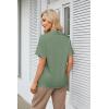 imageGRACE KARIN Womens Satin Silk Shirts Short Sleeve Casual Work Blouse Lapel V Neck Pullover TopsArmy Green