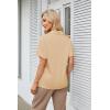 imageGRACE KARIN Womens Satin Silk Shirts Short Sleeve Casual Work Blouse Lapel V Neck Pullover TopsKhaki