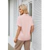 imageGRACE KARIN Womens Satin Silk Shirts Short Sleeve Casual Work Blouse Lapel V Neck Pullover TopsPink