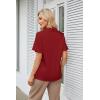 imageGRACE KARIN Womens Satin Silk Shirts Short Sleeve Casual Work Blouse Lapel V Neck Pullover TopsRed