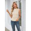 imageGRACE KARIN Womens Summer Tops Mock Neck Sleeveless Shirts Side Ruched Going Out Slim Fitted Crop Basic Tank TopsApricot