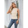 imageGRACE KARIN Womens Summer Tops Mock Neck Sleeveless Shirts Side Ruched Going Out Slim Fitted Crop Basic Tank TopsApricot