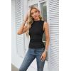 imageGRACE KARIN Womens Summer Tops Mock Neck Sleeveless Shirts Side Ruched Going Out Slim Fitted Crop Basic Tank TopsBlack