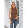 imageGRACE KARIN Womens Summer Tops Mock Neck Sleeveless Shirts Side Ruched Going Out Slim Fitted Crop Basic Tank TopsBrown