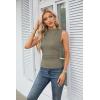 imageGRACE KARIN Womens Summer Tops Mock Neck Sleeveless Shirts Side Ruched Going Out Slim Fitted Crop Basic Tank TopsBrown Gray