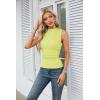 imageGRACE KARIN Womens Summer Tops Mock Neck Sleeveless Shirts Side Ruched Going Out Slim Fitted Crop Basic Tank TopsFluorescent Yellow