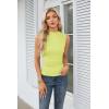 imageGRACE KARIN Womens Summer Tops Mock Neck Sleeveless Shirts Side Ruched Going Out Slim Fitted Crop Basic Tank TopsFluorescent Yellow