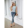 imageGRACE KARIN Womens Summer Tops Mock Neck Sleeveless Shirts Side Ruched Going Out Slim Fitted Crop Basic Tank TopsGray Blue