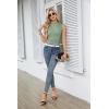 imageGRACE KARIN Womens Summer Tops Mock Neck Sleeveless Shirts Side Ruched Going Out Slim Fitted Crop Basic Tank TopsGray Green