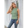 imageGRACE KARIN Womens Summer Tops Mock Neck Sleeveless Shirts Side Ruched Going Out Slim Fitted Crop Basic Tank TopsGray Green