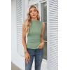 imageGRACE KARIN Womens Summer Tops Mock Neck Sleeveless Shirts Side Ruched Going Out Slim Fitted Crop Basic Tank TopsGray Green