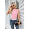 imageGRACE KARIN Womens Summer Tops Mock Neck Sleeveless Shirts Side Ruched Going Out Slim Fitted Crop Basic Tank TopsLight Pink