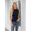 imageGRACE KARIN Womens Summer Tops Mock Neck Sleeveless Shirts Side Ruched Going Out Slim Fitted Crop Basic Tank TopsNavy Blue