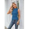 imageGRACE KARIN Womens Summer Tops Mock Neck Sleeveless Shirts Side Ruched Going Out Slim Fitted Crop Basic Tank TopsRoyal Blue