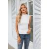 imageGRACE KARIN Womens Summer Tops Mock Neck Sleeveless Shirts Side Ruched Going Out Slim Fitted Crop Basic Tank TopsWhite