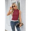 imageGRACE KARIN Womens Summer Tops Mock Neck Sleeveless Shirts Side Ruched Going Out Slim Fitted Crop Basic Tank TopsWine