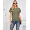 imageGRACE KARIN Womens Summer Tops Ruffle Sleeve Basic T Shirts Dressy Casual Ruched Work Blouses Trendy Clothes 2025Army Geen
