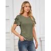 imageGRACE KARIN Womens Summer Tops Ruffle Sleeve Basic T Shirts Dressy Casual Ruched Work Blouses Trendy Clothes 2025Army Geen