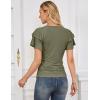 imageGRACE KARIN Womens Summer Tops Ruffle Sleeve Basic T Shirts Dressy Casual Ruched Work Blouses Trendy Clothes 2025Army Geen