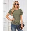 imageGRACE KARIN Womens Summer Tops Ruffle Sleeve Basic T Shirts Dressy Casual Ruched Work Blouses Trendy Clothes 2025Army Geen