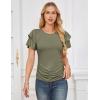 imageGRACE KARIN Womens Summer Tops Ruffle Sleeve Basic T Shirts Dressy Casual Ruched Work Blouses Trendy Clothes 2025Army Geen