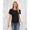 imageGRACE KARIN Womens Summer Tops Ruffle Sleeve Basic T Shirts Dressy Casual Ruched Work Blouses Trendy Clothes 2025Black