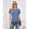 imageGRACE KARIN Womens Summer Tops Ruffle Sleeve Basic T Shirts Dressy Casual Ruched Work Blouses Trendy Clothes 2025Blue