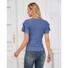 imageGRACE KARIN Womens Summer Tops Ruffle Sleeve Basic T Shirts Dressy Casual Ruched Work Blouses Trendy Clothes 2025Blue