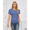 imageGRACE KARIN Womens Summer Tops Ruffle Sleeve Basic T Shirts Dressy Casual Ruched Work Blouses Trendy Clothes 2025Blue