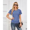 imageGRACE KARIN Womens Summer Tops Ruffle Sleeve Basic T Shirts Dressy Casual Ruched Work Blouses Trendy Clothes 2025Blue