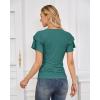 imageGRACE KARIN Womens Summer Tops Ruffle Sleeve Basic T Shirts Dressy Casual Ruched Work Blouses Trendy Clothes 2025Blue Green