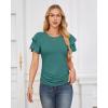 imageGRACE KARIN Womens Summer Tops Ruffle Sleeve Basic T Shirts Dressy Casual Ruched Work Blouses Trendy Clothes 2025Blue Green