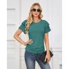 imageGRACE KARIN Womens Summer Tops Ruffle Sleeve Basic T Shirts Dressy Casual Ruched Work Blouses Trendy Clothes 2025Blue Green