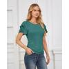 imageGRACE KARIN Womens Summer Tops Ruffle Sleeve Basic T Shirts Dressy Casual Ruched Work Blouses Trendy Clothes 2025Blue Green