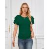 imageGRACE KARIN Womens Summer Tops Ruffle Sleeve Basic T Shirts Dressy Casual Ruched Work Blouses Trendy Clothes 2025Dark Green