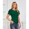 imageGRACE KARIN Womens Summer Tops Ruffle Sleeve Basic T Shirts Dressy Casual Ruched Work Blouses Trendy Clothes 2025Dark Green